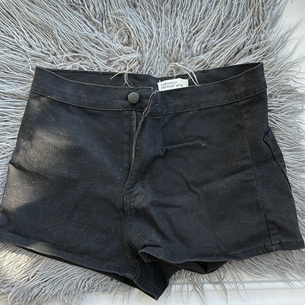 Black soft denim shorts